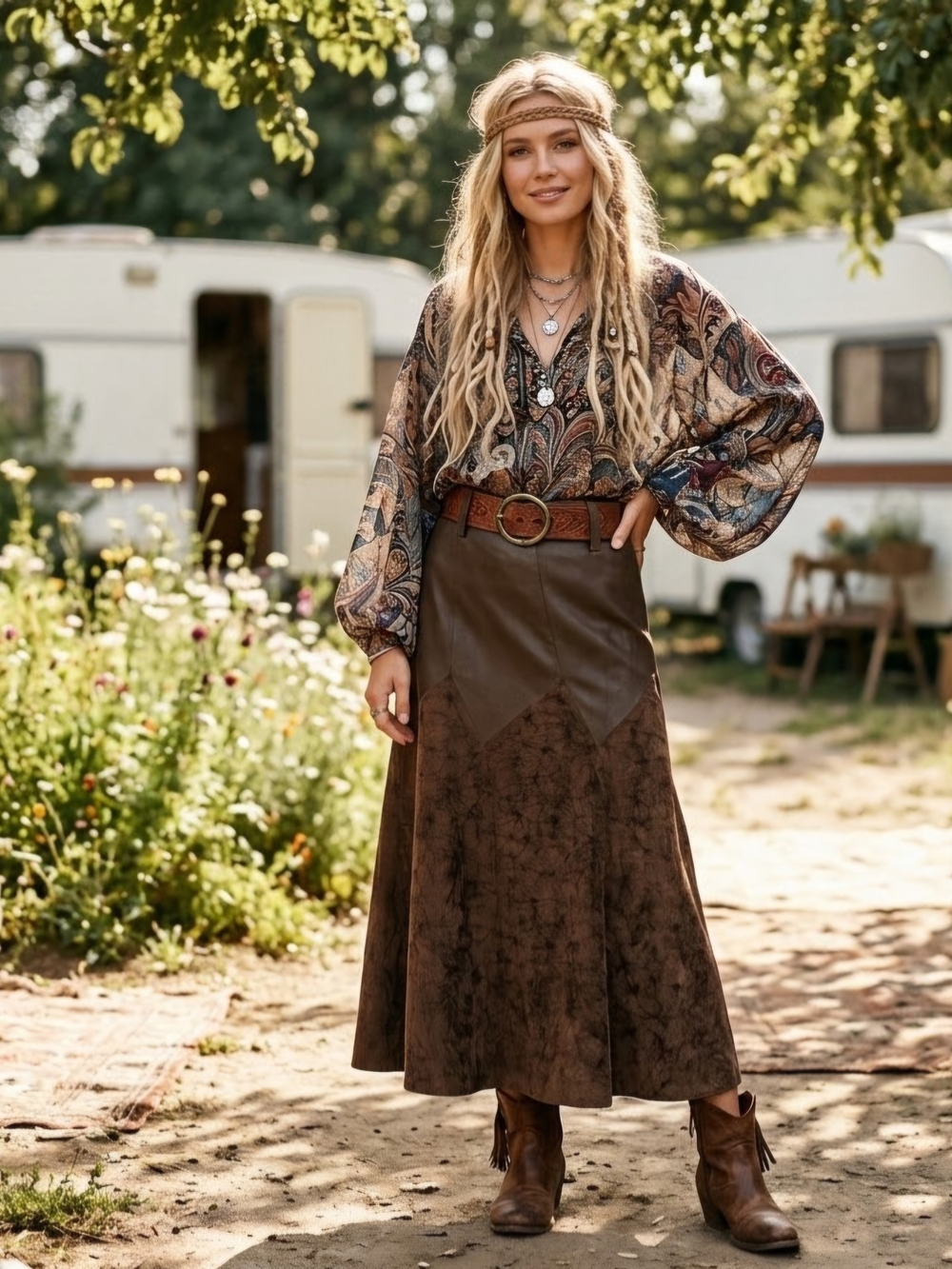 🤎 Vintage KG Maxi Skirt. Unique Brown Design